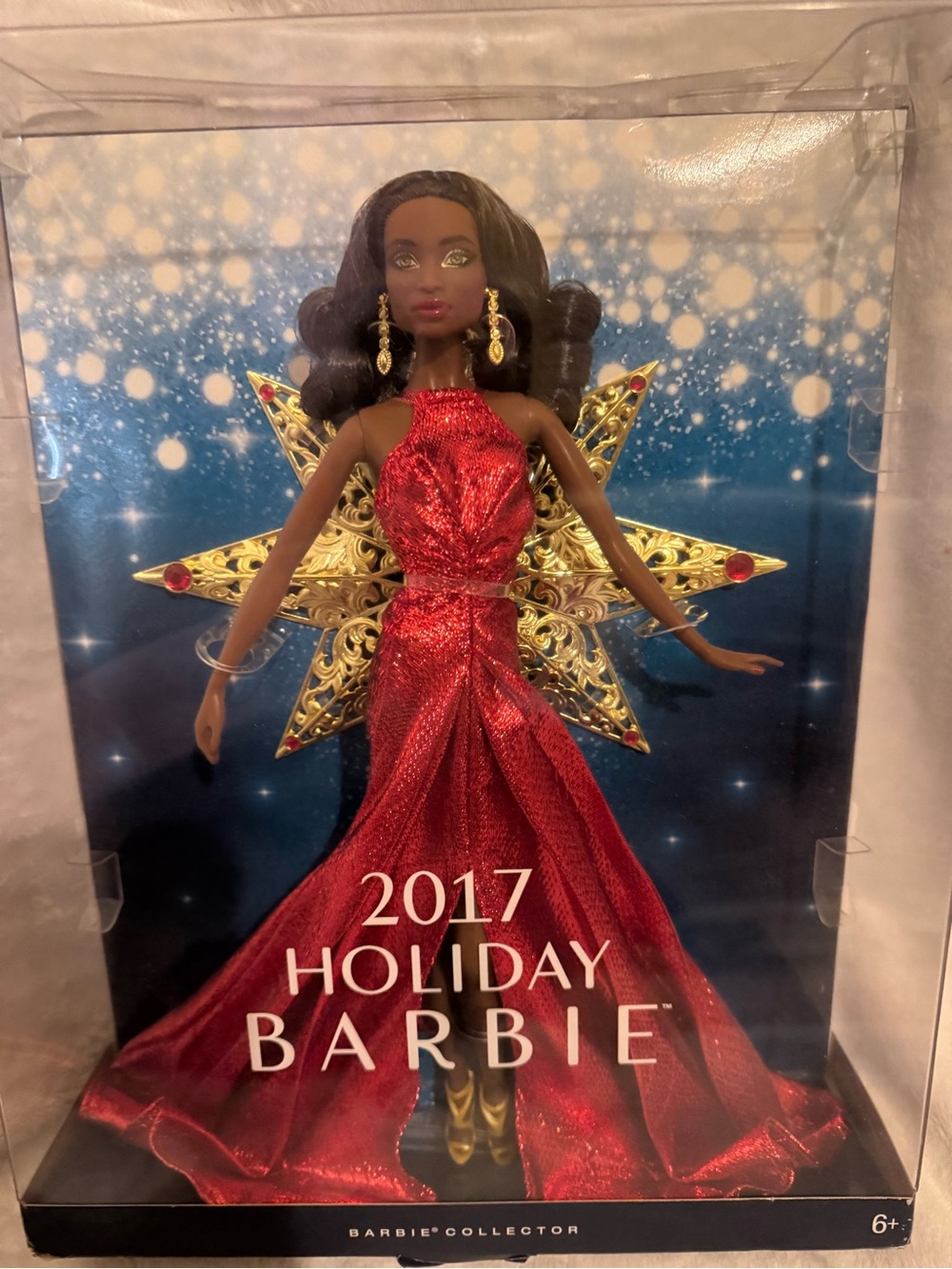 Barbie 2017 Holiday Collector Doll in Shimmering Red Gown with Gold Star Wings